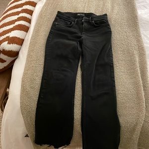 Zara cropped flare denim pants in black